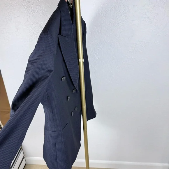 Matthew Adams Dolan Virgin Wool Gingham Blazer/Navy/Black/Small - Picture 15 of 16